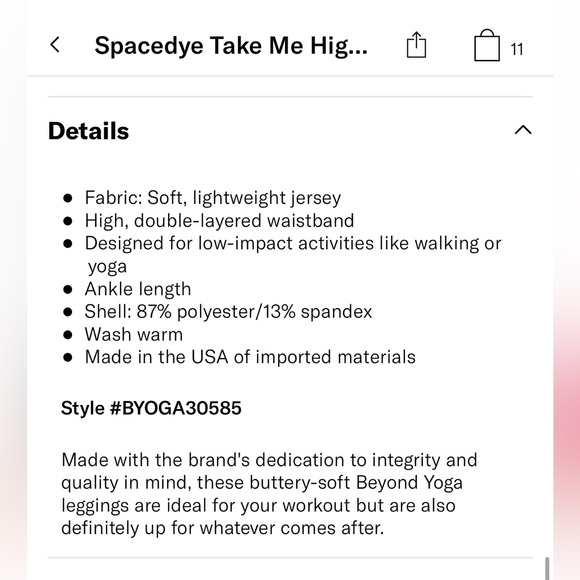 Beyond Yoga Brand New Space Dye Take Me Higher Long Leggings. - Picture 7 of 8